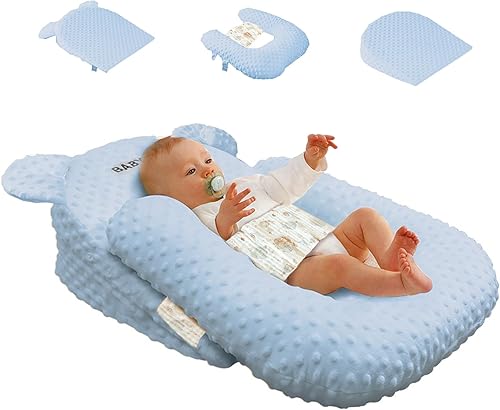 Almohada de alimentación para bebé, almohada de lactancia ajustable para recién nacido, para lactancia materna, biberón, lavable (azul, talla única)