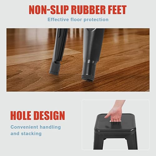 Miniatura 6 de FDW 24" Bar Stools Set of 4 Counter Stool Barstools Indoor/Outdoor Metal Bar Stools Stackable Modern Metal Kitchen Counter Stools Chairs