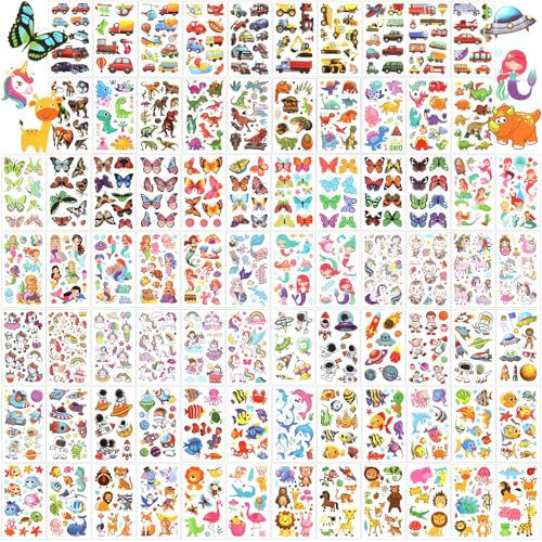 Glitter Temporary Tattoo for Girls, 24 Sheets Butterfly Mermaid Fairy Flowers Tattoo Stickers for Kids, Waterproof Fake Tattoos for Birthday Party Favors Goodie Bags Stuffers Party Fillers (Mixed Style)