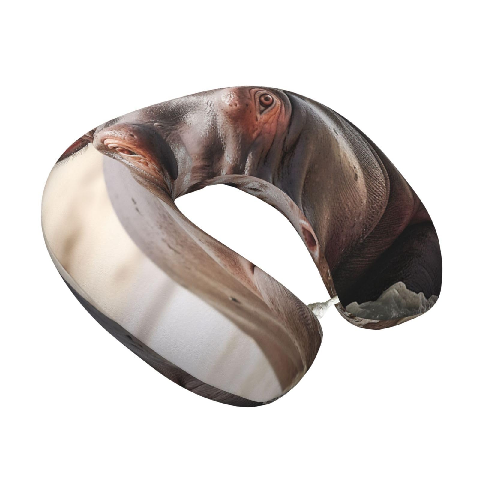 YYKSRNBD Hippopotamus in Water Travel Pillow Neck Rest Cozy Memory Foam Neck Pillow Head Support Soft Pillow for Airplanes Cars Home Office