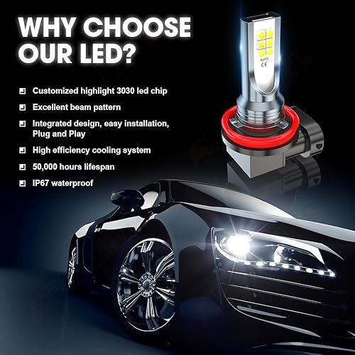 Miniatura 9 de APLJZHZQ Compatible con bombillas LED para faros delanteros Honda Fit H4 HiLo Beam 2007-2018 + bombillas antiniebla H11, Plug and Play, 6000