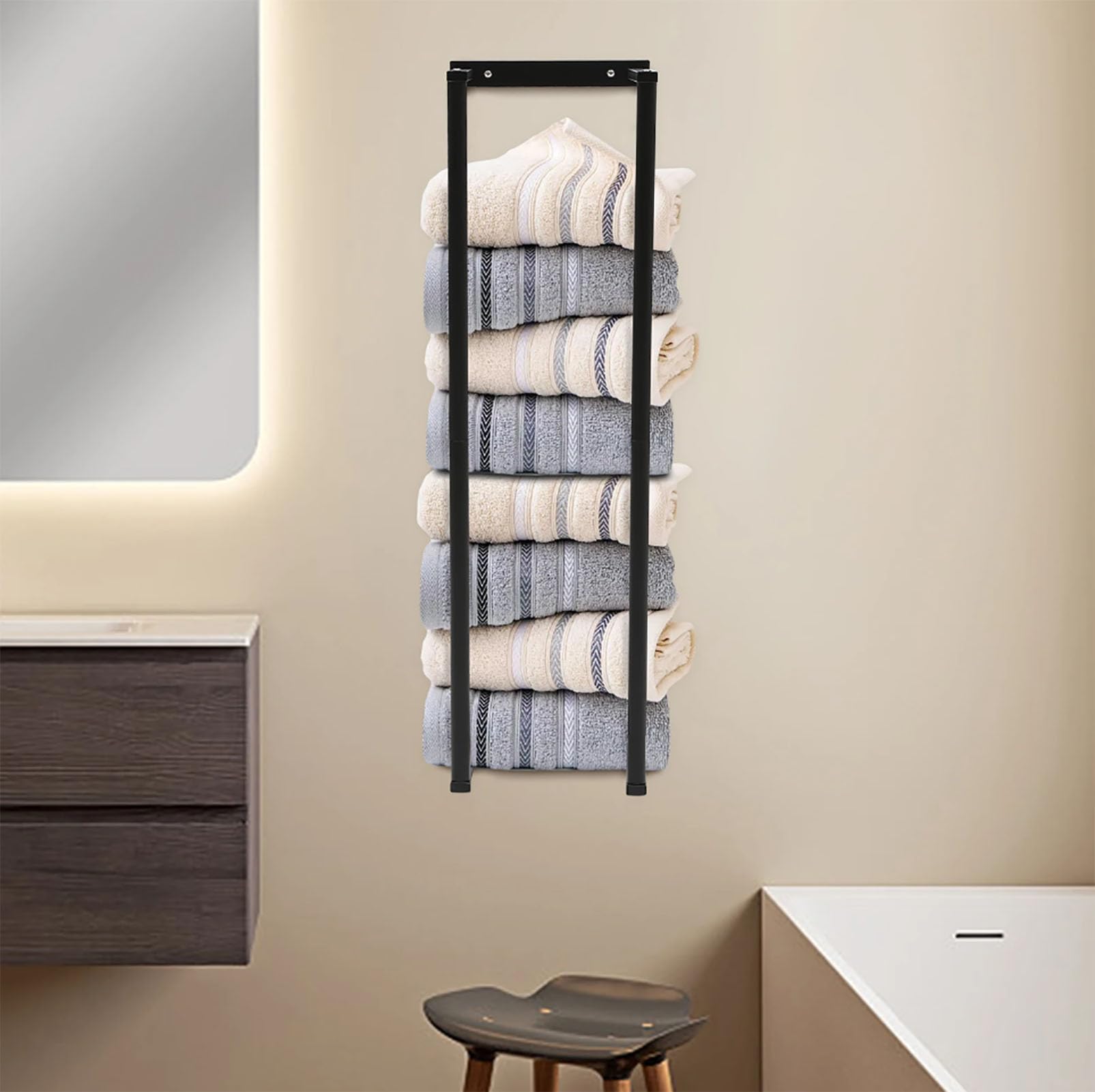 Porte-serviettes mural avec organisateur de rangement salle de bain gants