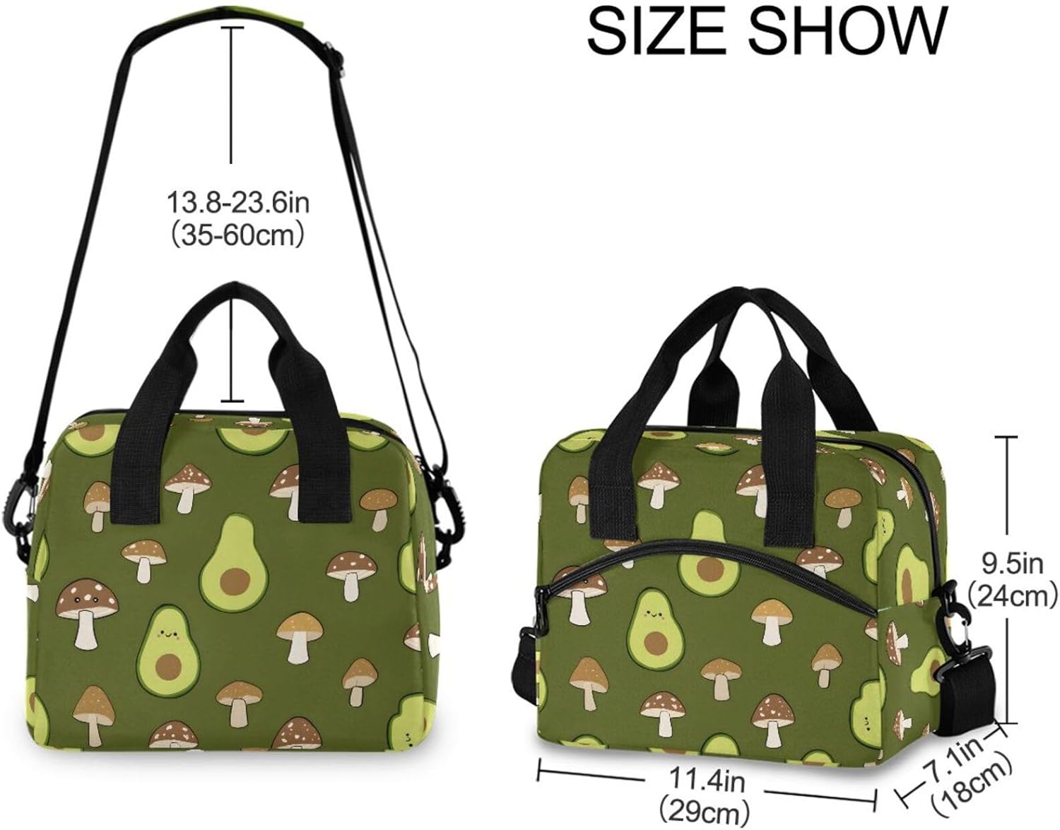 ALAZA Green Avocado Lunch Bags for Women Leakproof Crossbody Lunch Bag Lunch Bag with Shoulder Strap lunch Box Purse Lunch Cooler Bag for Women,Nurse,Teachers(c)