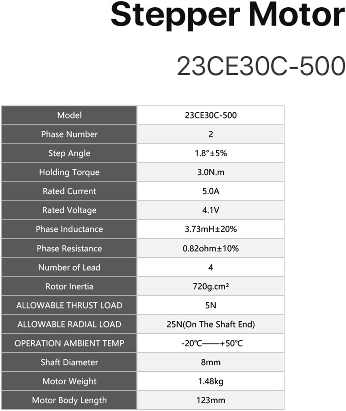 MOBYAT 23CE30C-500 Stepper Motor 3.0N.m 5.0A Closed Loop Stepper Servo Motor with Encoder 1Pcs