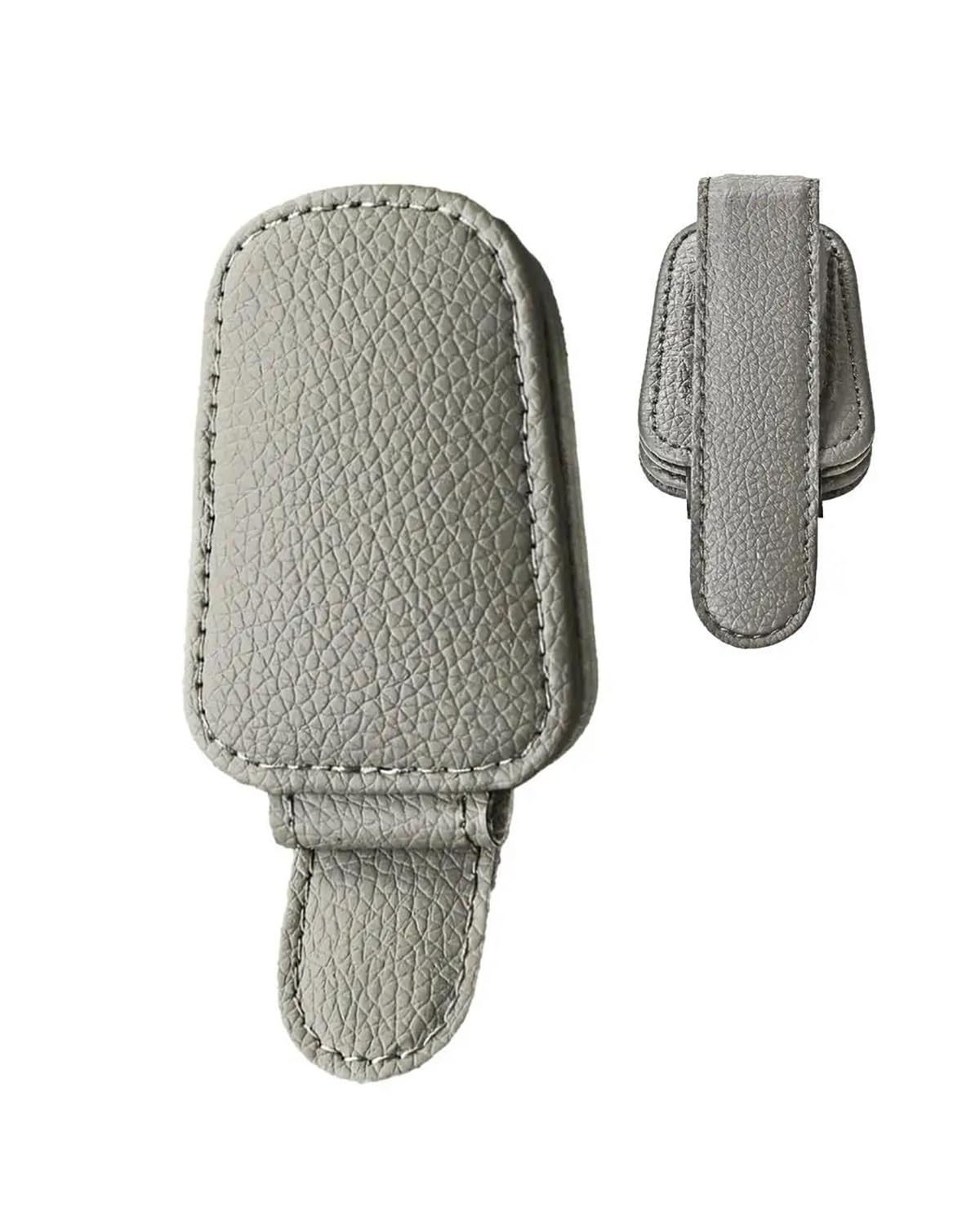 Supporto per Occhiali da Sole, Clip per Occhiali da Sole per Auto, in Pelle PU, Accessori universali per Auto, Clip per Occhiali da Sole Multifunzionale, (Grigio)