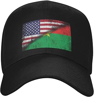 Half American Flag Burkina Faso Baseball Cap Adjustable Safety Classic Golf Hat Running Outdoor Activities Breathable Lightweight Black