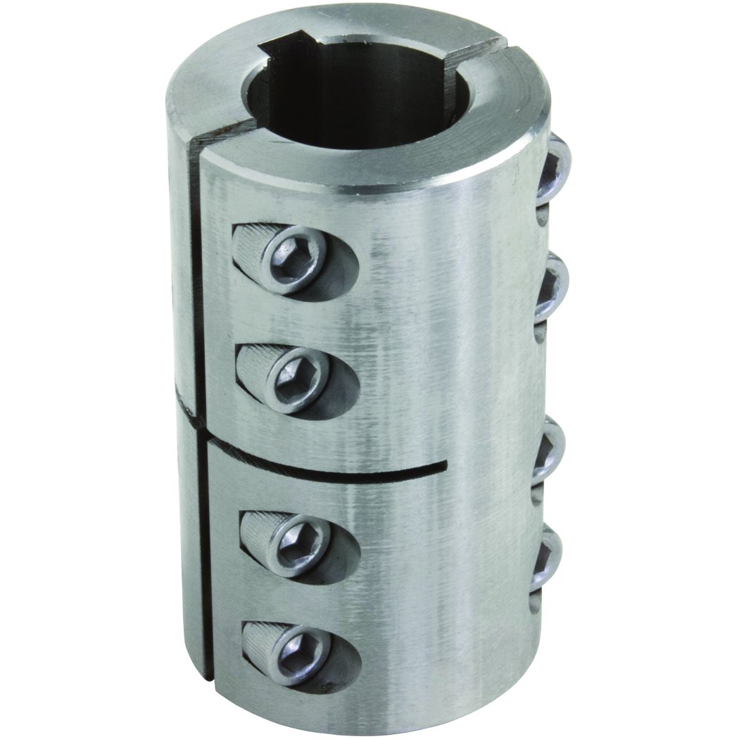 Climax Part 2ISCC137-100SKW T303 Stainless Steel Clamping Coupling, 1 3/8 inch X 1 inch bore, 2 1/2 inch OD, 3 5/8 inch Length, 5/16-24 x 1 Clamp Screw
