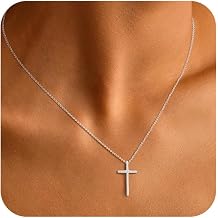 ASCOMY Cross Necklace for Women 14K Gold/Silver Plated Cross Necklace Trendy Cross Pendant Necklaces Small Cross Charm Necklaces Simple Cute Choker Minimalist Daily Religious Jewelry Gift for Women