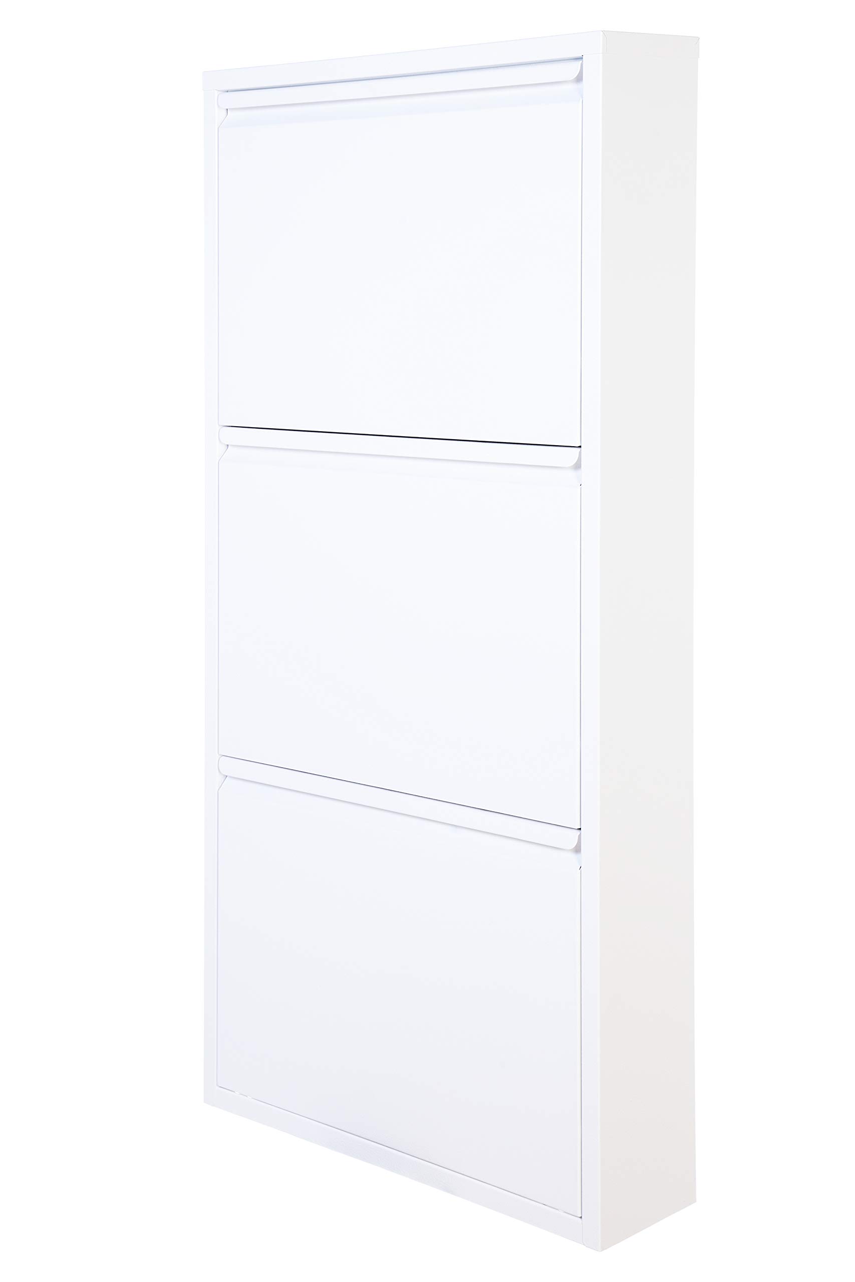 < by Jobgar > Zapatero Metálico Ultra Estrecho (13,5 cm), Diseño Minimalista y Compacto, Varias Medidas y Colores, Fabricado en Italia (Blanco, 50x13.5x103.5H cm)
