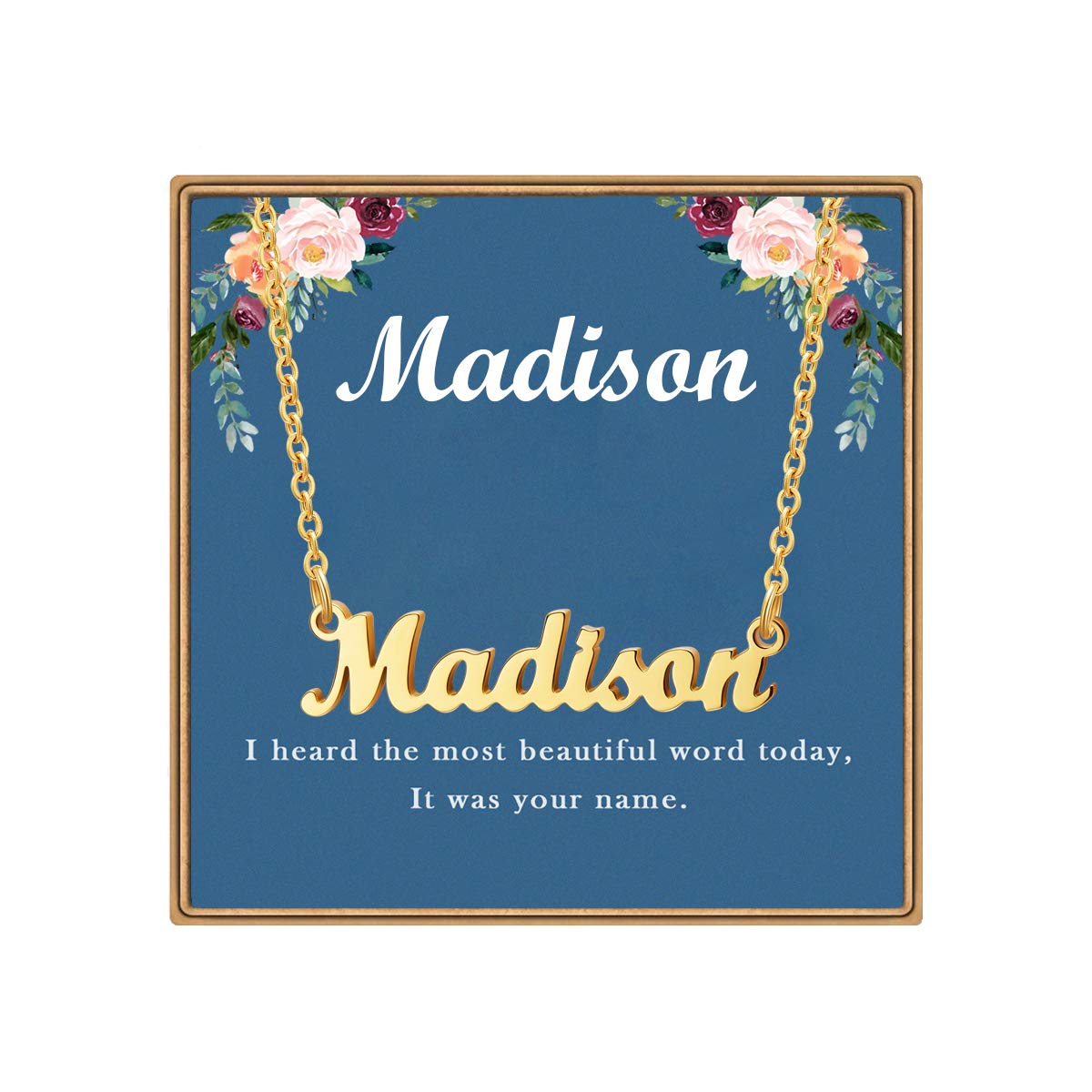 Custom Name Necklace, Personalized Name Plate Pendant Necklace Pre Gifts, Charm Pre-made Jewelry for Mom Mama Birthday Anniversary