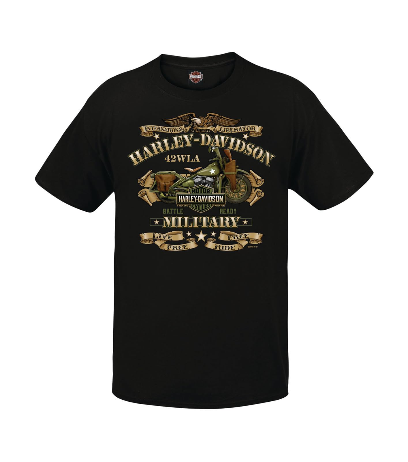 Military - Men's Graphic Short Sleeve Crew Neck T-Shirt - Overseas Tour | War Bike