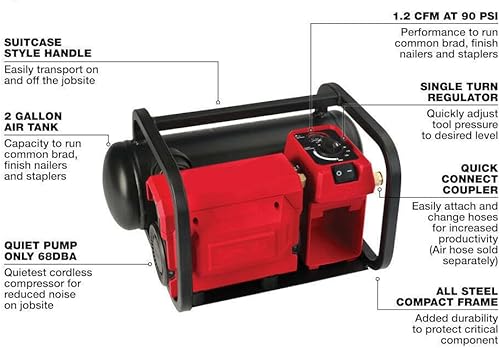 Miniatura 3 de Adecuado para compresor de aire silencioso Milwaukee M18 de 18 V de 2 galones, herramienta desnuda, modelo # 2840-20