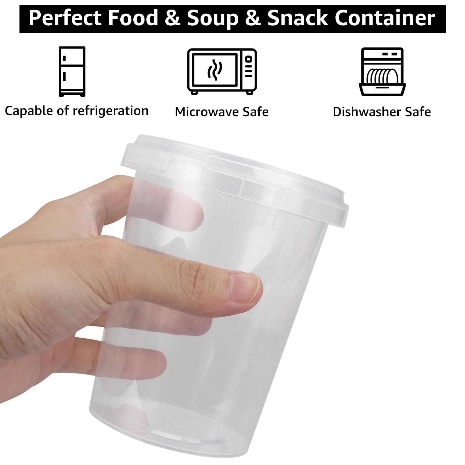 50 contenitori per zuppe per congelatore con coperchio, 520 ml, contenitori per zuppe per congelatore, senza BPA, per zuppe, contenitori in plastica per alimenti da asporto