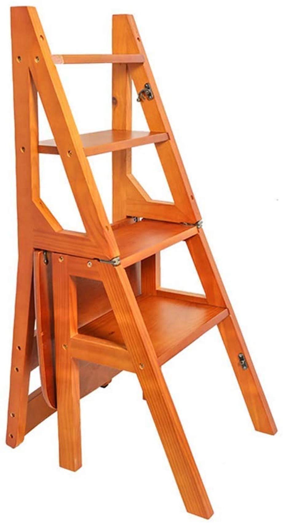 Escabeau en bois à double usage : l'échelle pliable gain de place pour toute la maison