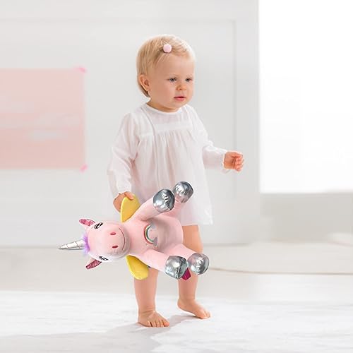 Miniatura 6 de JUSTQUNSEEN Mochila de unicornio de felpa, bolsa de unicornio de 16 pulgadas con cremallera y correas ajustables, regalos de animales de peluche de