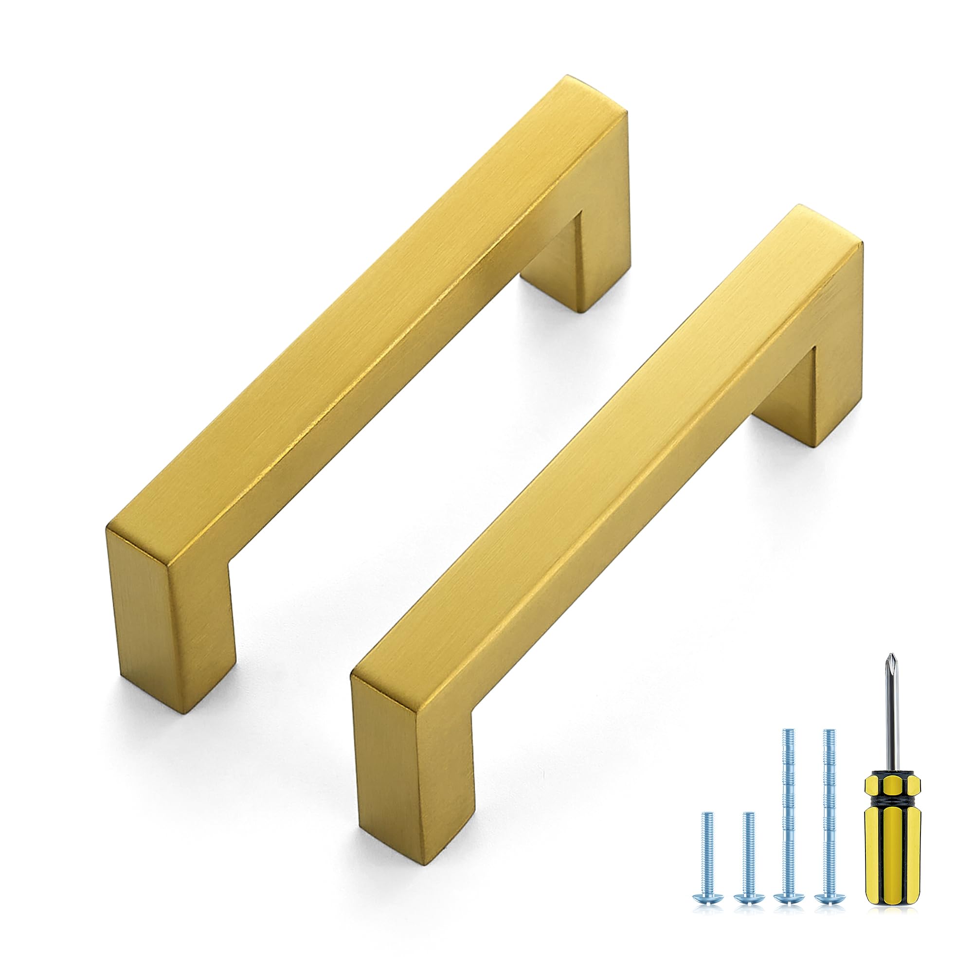 Ravinte Gold Square Pulls Cabinet Handles,3-1/2 Inch,20 Pack