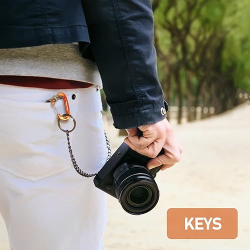 Miniatura 24 de Clips de mosquetón resistentes de 12 kN (2697 libras) - Mosquetones de bloqueo ligeros para camping, senderismo, hamaca, arnés de correa de perro