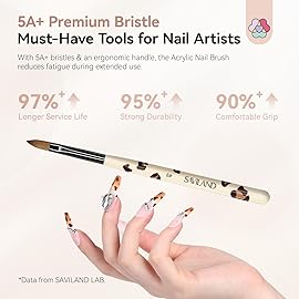 SAVILAND 3Pcs Acrylic Nail Brushes for Beginners: Leopard Print Sizes 8/10/14 Acrylic Brush Set, Professional Nail Art Tools for Acrylics Powder, Nail Extensions, 3D Carving & Salon DIY Kit