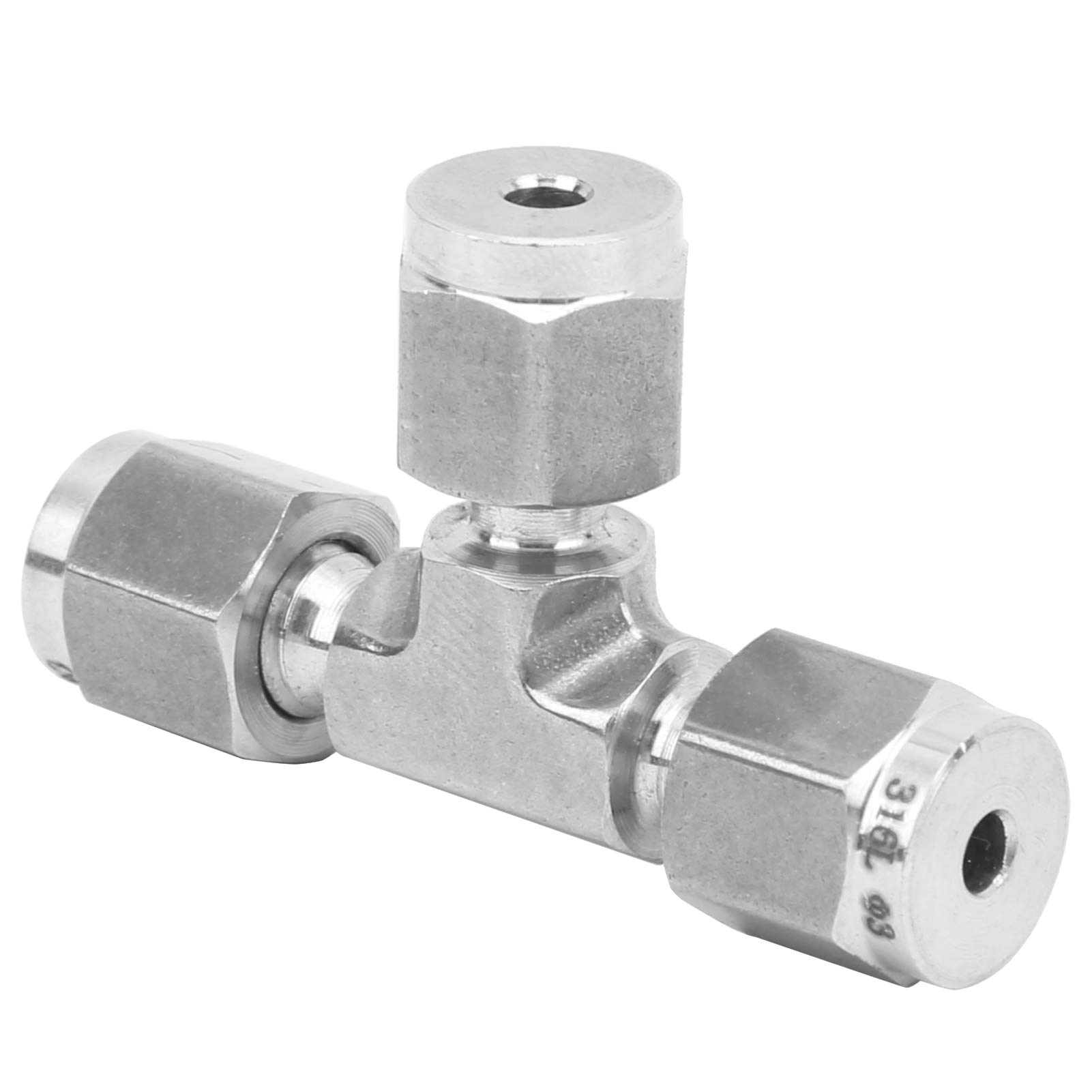 EVTSCAN Compression Ferrule Connector Tee Equal Diameter 316 Stainless Steel Die Forging SS?600?3(?3)