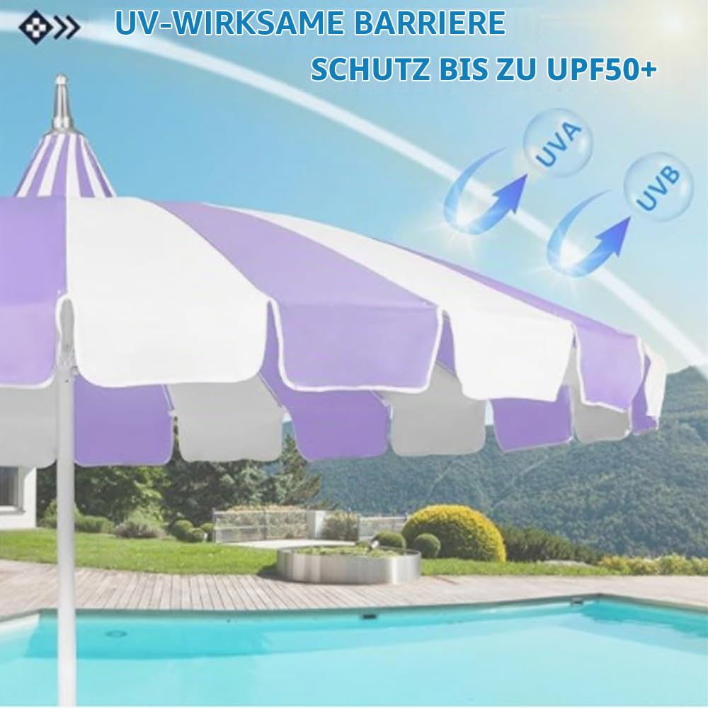 260cm Pagode Sonnenschirm Großer Terrassenschirm Mit Fransen Boho Strandschirm Tragbar Balkonschirm UV-Schutz Hochzeit Brautschirm(Red)