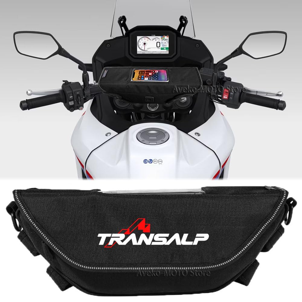 Sac de guidon pour XL750 Transalp 2023- XL650 XL 750 650 Sac de navigation pour volant de moto, sac de téléphone étanche portable (A)