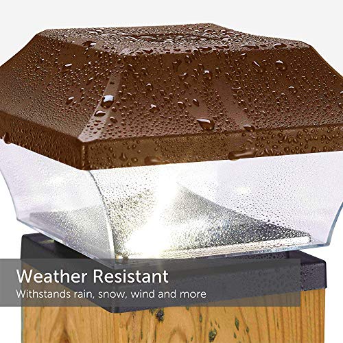 NOMA Solar Post Lights | Waterproof Outdoor Cap Lights for 4 x 4 Wooden Post, Deck, Patio, Garden, Decor or Fence | Warm White LED Lights, 8-Pack (Bronze)