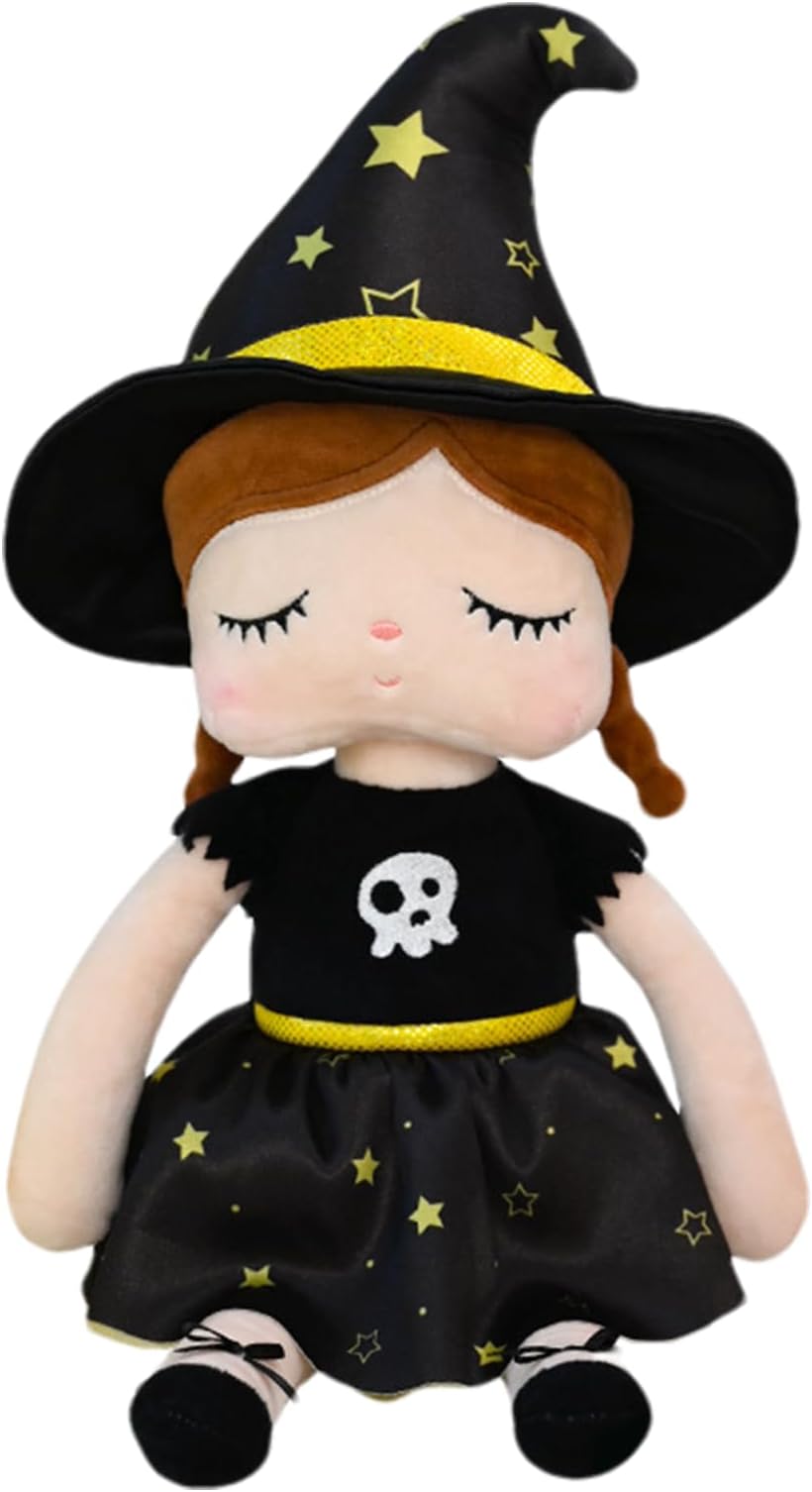 Halloween Plush Toy - Witch Plush Doll | Festive Soft Figures Game for Decoration Kids Home Halloween Indoor Travel Playtime Desk Shelf