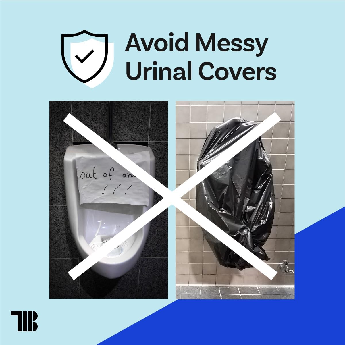 Toilet Wrap | Blue, Out-of-Order Urinal Cover Film | Made in USA | Used to Cover Urinals for Social Distancing & Maintenance