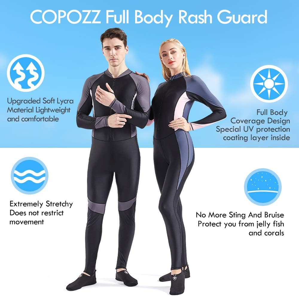 COPOZZ Dive Skin, Diving Snorkeling Surfing Spearfishing Rash Guard-Full Body UV Protection - for Men Women Youth Thin Wetsuit Jellyfish Skin : Sports & Outdoors