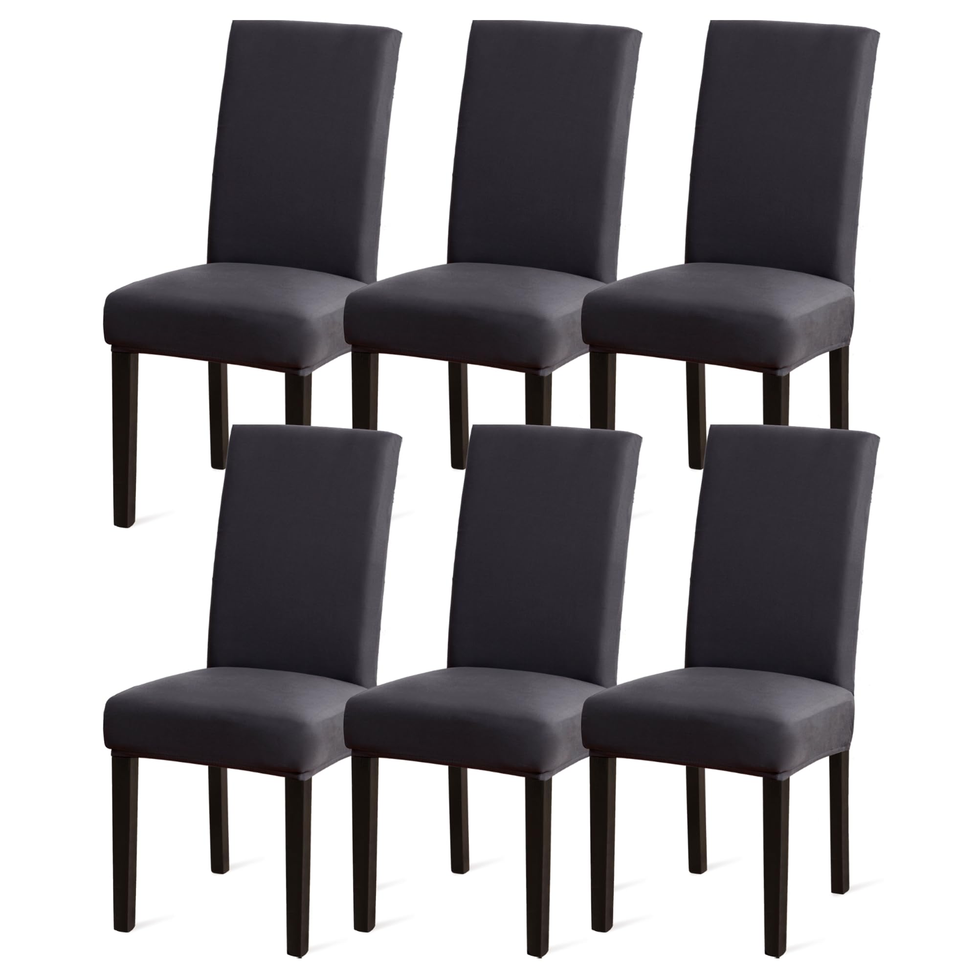 Sufdari Dining Chair Covers,Kitchen Chair Cover,Parsons Chair Slipcover,Spandex Chair Protectors for Dining Room Stretch Chairs Cover Set of 6 -Dark Gray