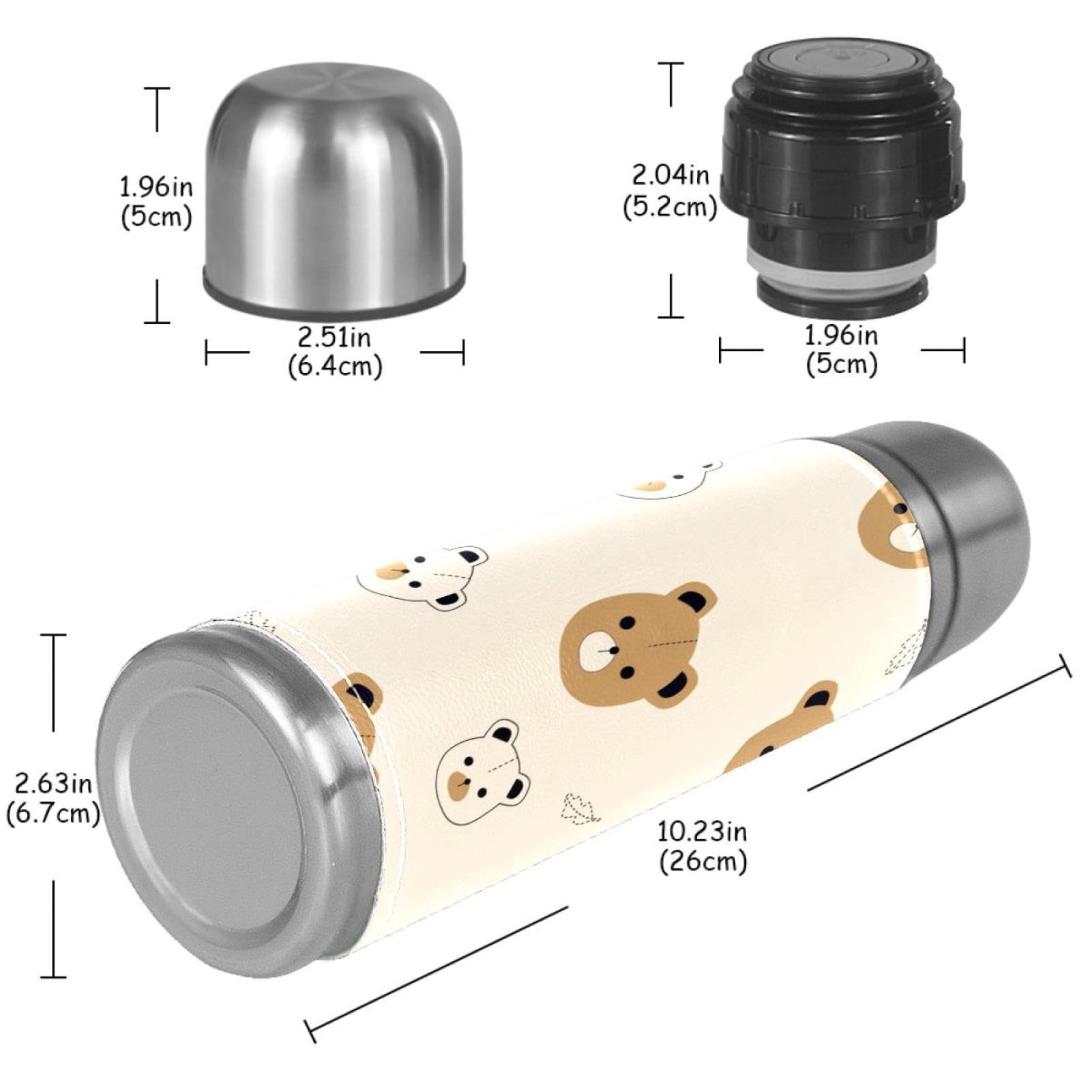 Borraccia Termica Orso Per Bambini - Acciaio Inox 450ml, Mantiene Caldo E Freddo - Foto 6