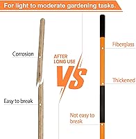 Vista 3 de VNIMTI Pala de jardinería resistente, hoja redonda de 56 pulgadas con mango de fibra de vidrio (naranja)