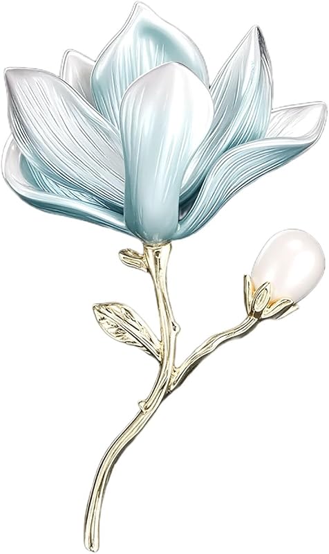 Broche de orquídea de jade vintage con perla Pin floral de magnolia de estilo chino para mujer Accesorio de joyería de fiesta para blusa, bufanda o campera