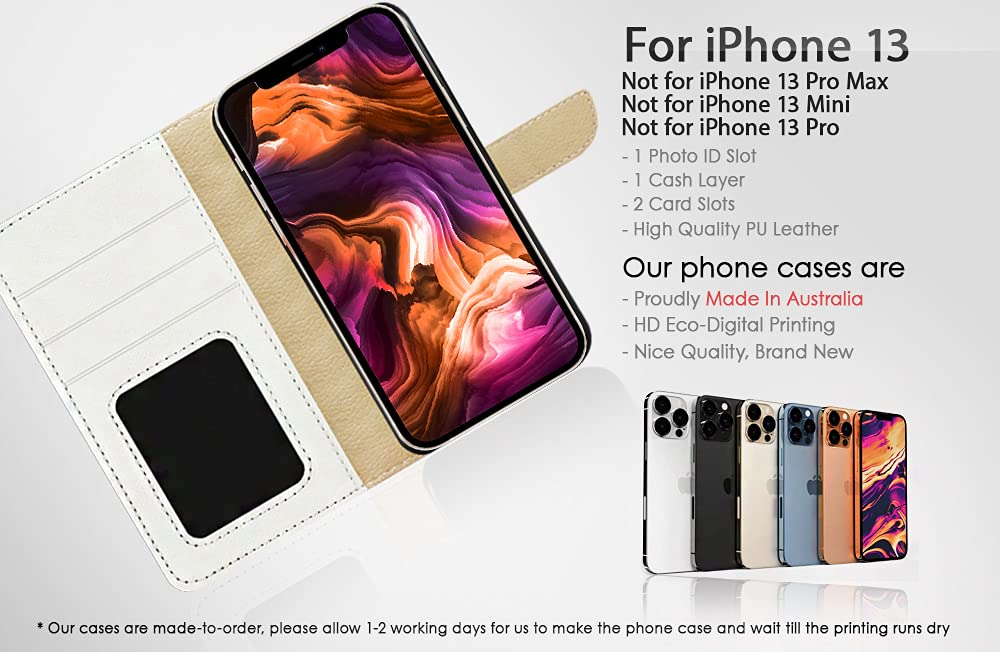 for iPhone 13, Designed Flip Wallet Phone Case Cover, A24426 Night