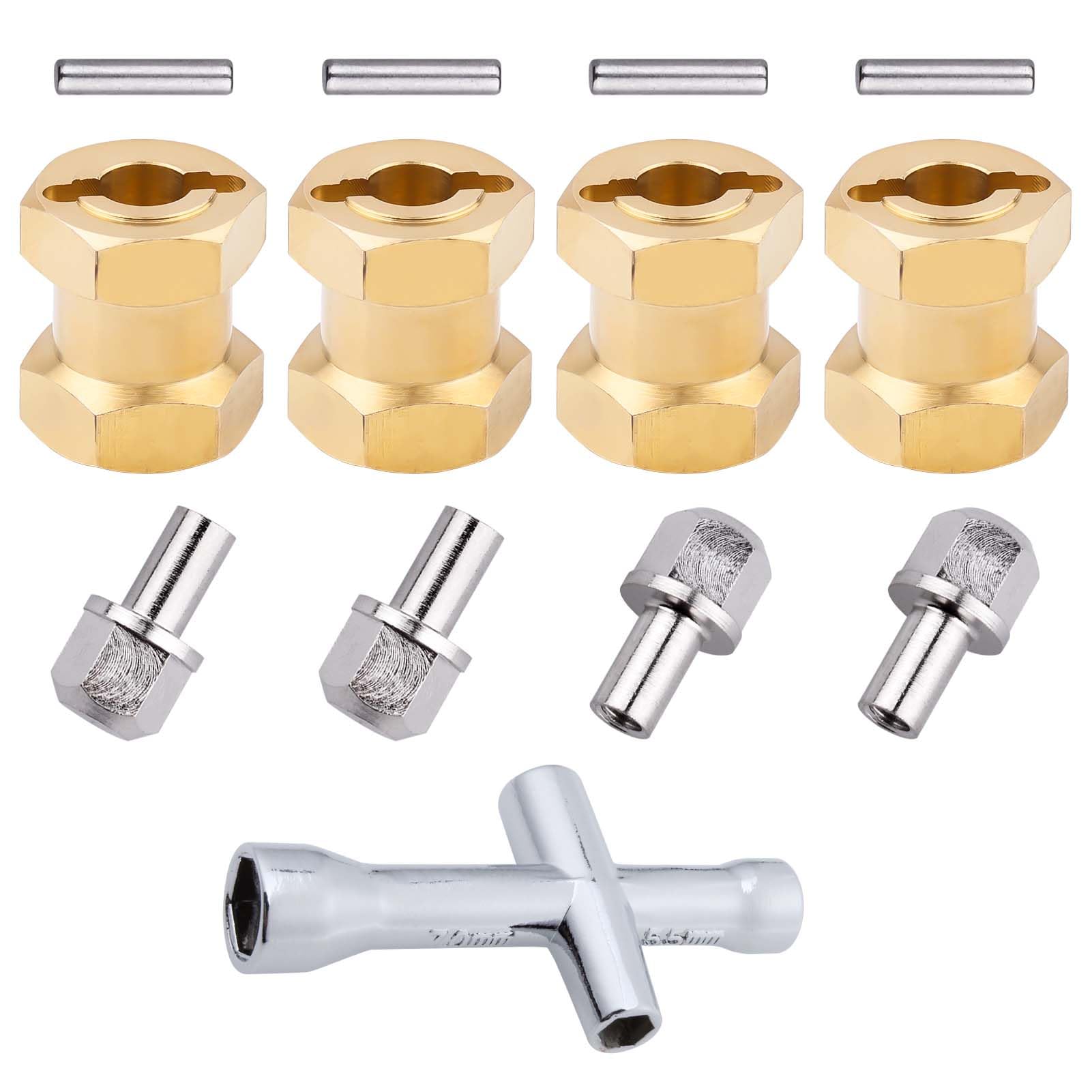 HobbyPark RC Brass Spacers 12mm Wheel Hex Hubs Extenders for 1/10 RC Crawler Axial SCX10 Wheels Extension Hex Drive Adapter (15mm)