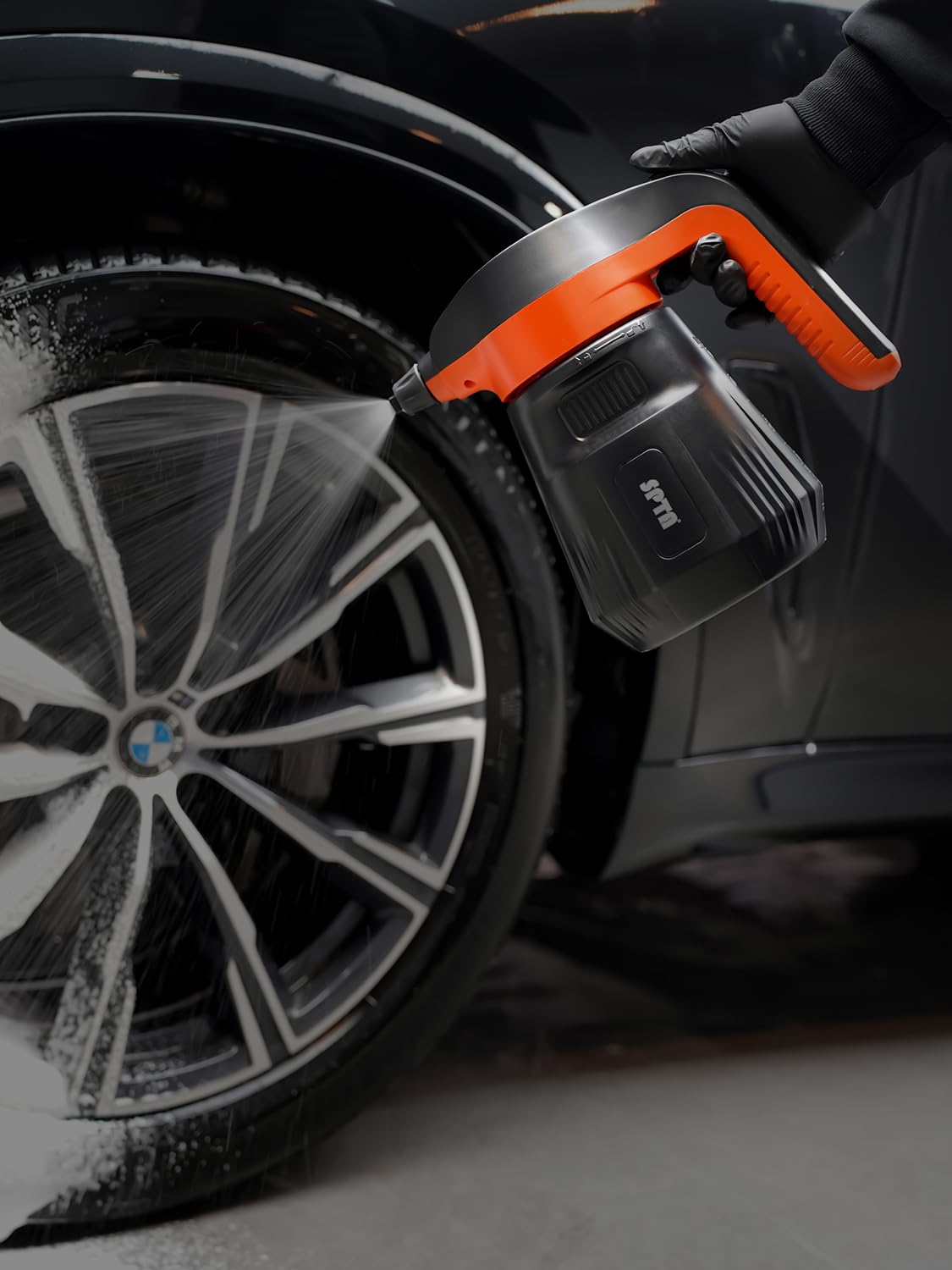 SPTA Druckschaumsprüher, 2,25 l, elektrischer Druckseifensprüher, Autoschaumsprüher, kabelloser Pumpsprüher für Autowäsche, Hochdruckreiniger, Schaumreiniger mit 500 ml Autowaschshampoo für Autowäsche