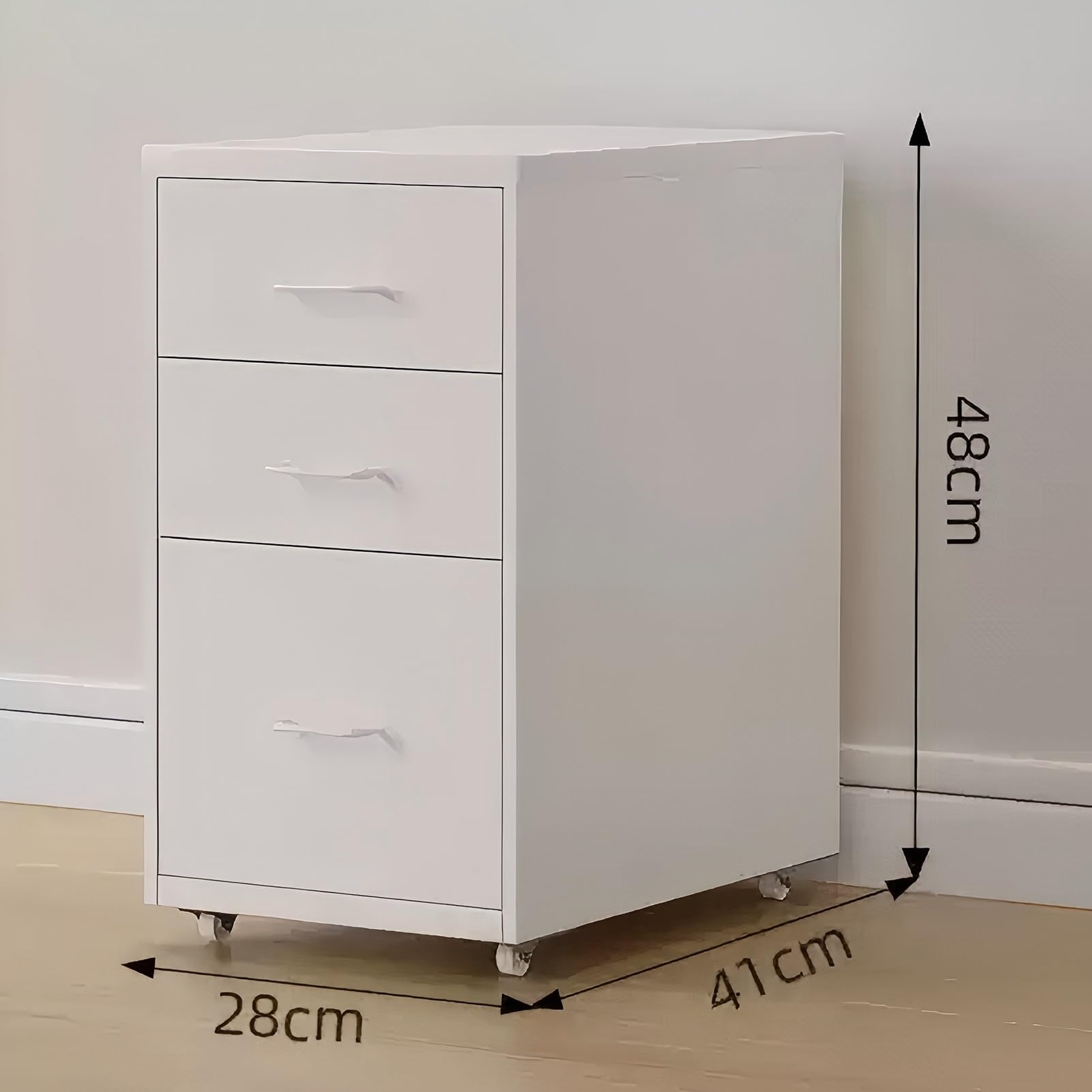 Elegante archivador móvil de hierro con 3 cajones, solución de almacenamiento para debajo del escritorio, para el sistema de archivo de oficina en casa para una fácil organización