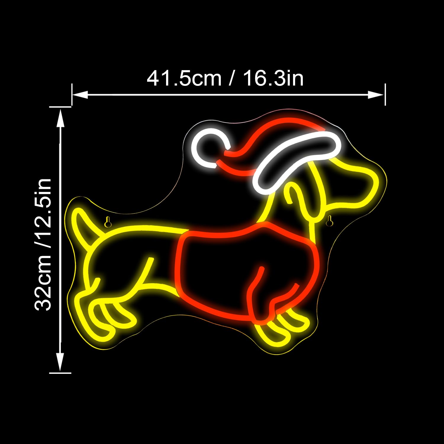 Looklight Christmas Neon Sign, Dachshund Neon Signs, Cute Dachshund with Christmas Hat - Image 3