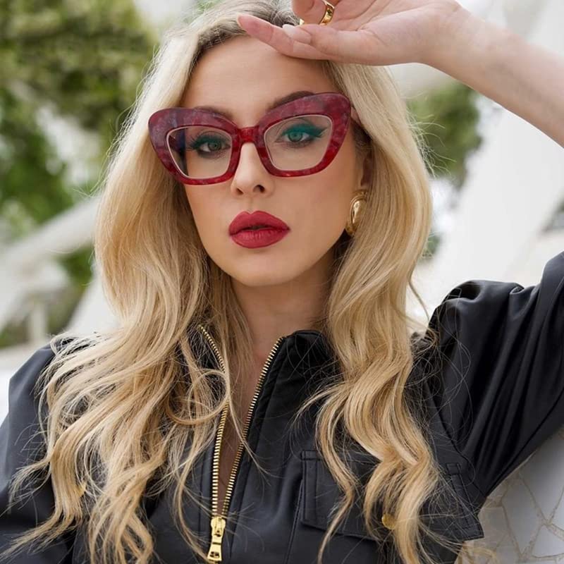 Image of 3 Pack style Readers,Blue Light Blocking Computer Cat eye Reading Glasses for Women (black /red /leopard, 1.75)