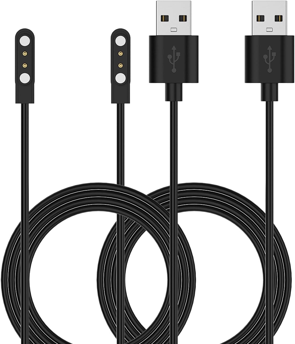 RuenTech 2-Pack Charger Compatible with Letsfit IW1 EW1/FITNIV IW1/LIVIKEY EW1 Smart Watch, 3.3FT Replacement Charing Cable for LIVIKEY Smart Watch Charger (Black&Black)