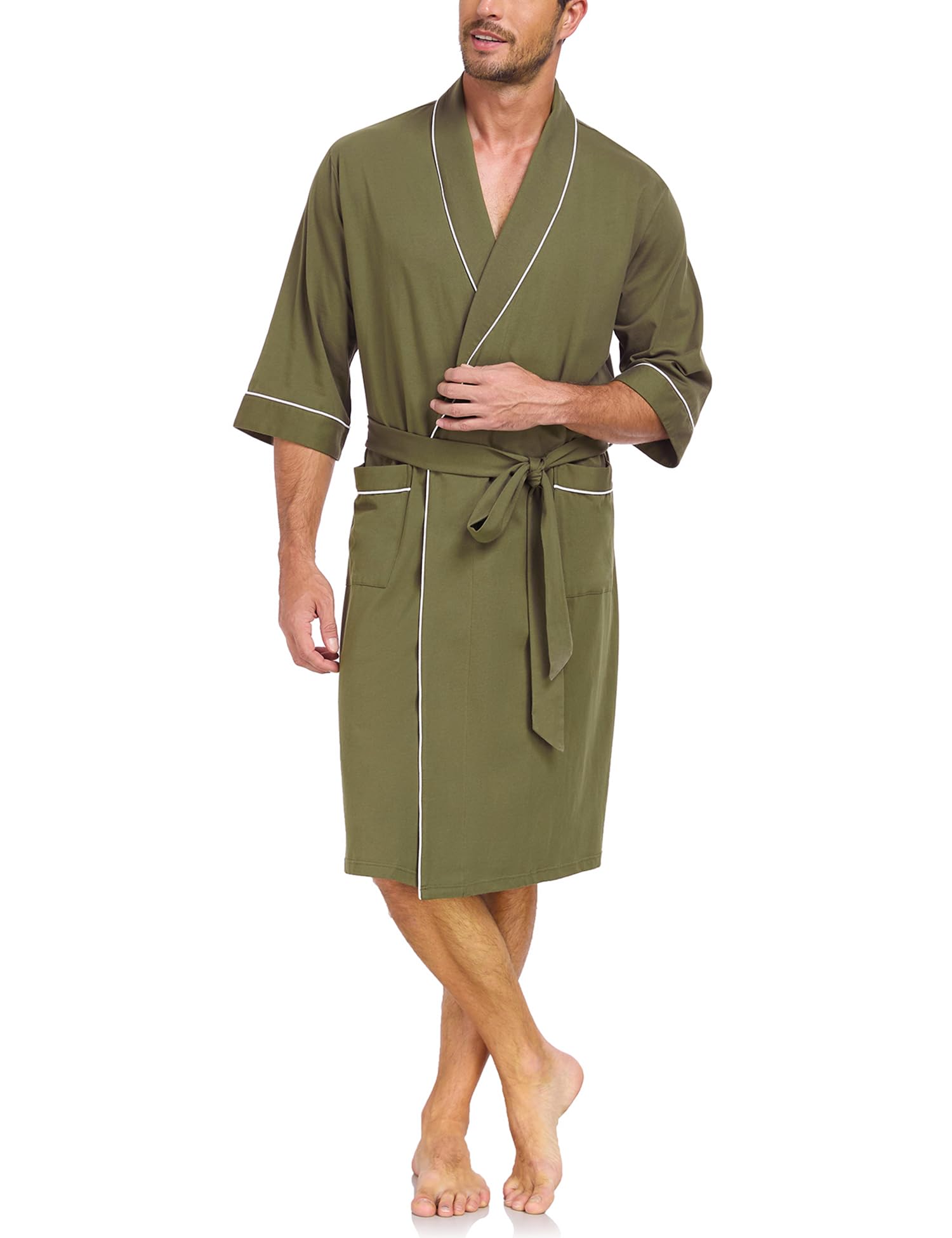 EA'S SECRET 100% Cotton Men's Lightweight Robe Summer Short Sleeve