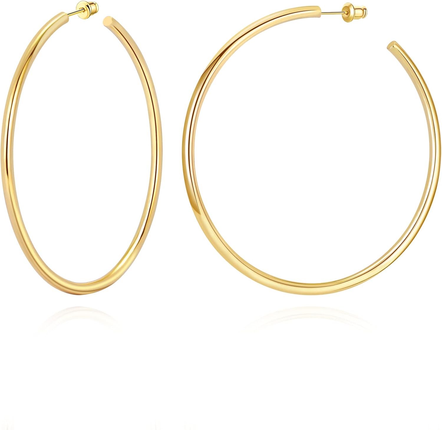14K Gold Plated Hoop Earrings for Women Chunky Hoop Earrings for Women Thick Lightweight Earrings Jewelry Gifts