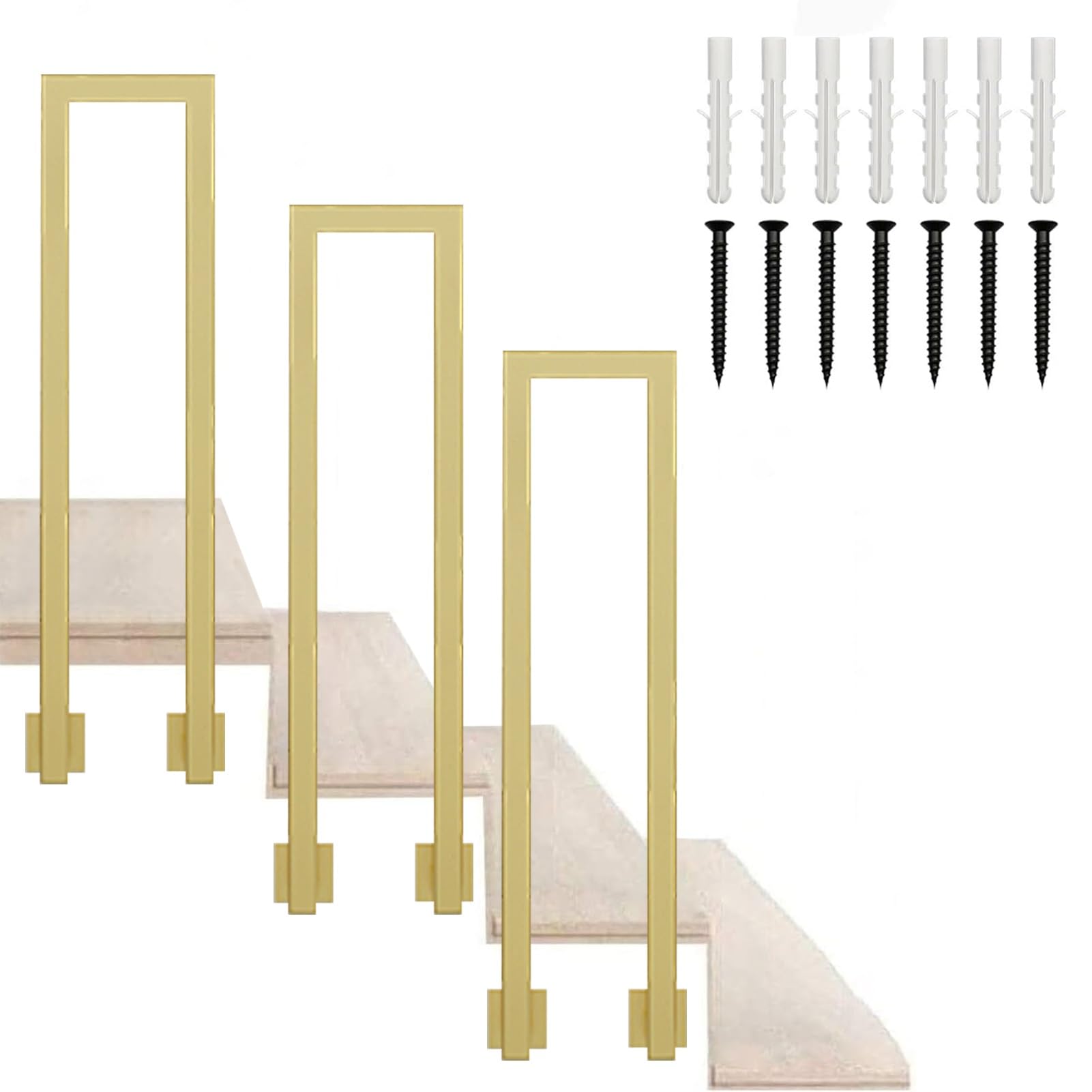 Rampe d'escalier en U dorée en fer forgé 100cm pour montage latéral intérieur et extérieur