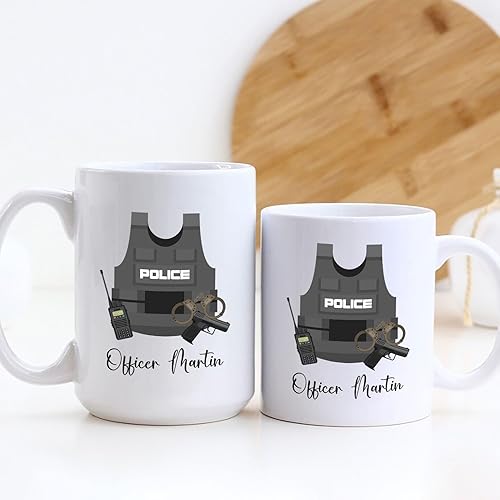 Miniatura 6 de Taza de policía personalizada, regalos para hombres, mujeres, policías, regalo de policía para oficial de policía, taza de café personalizada con