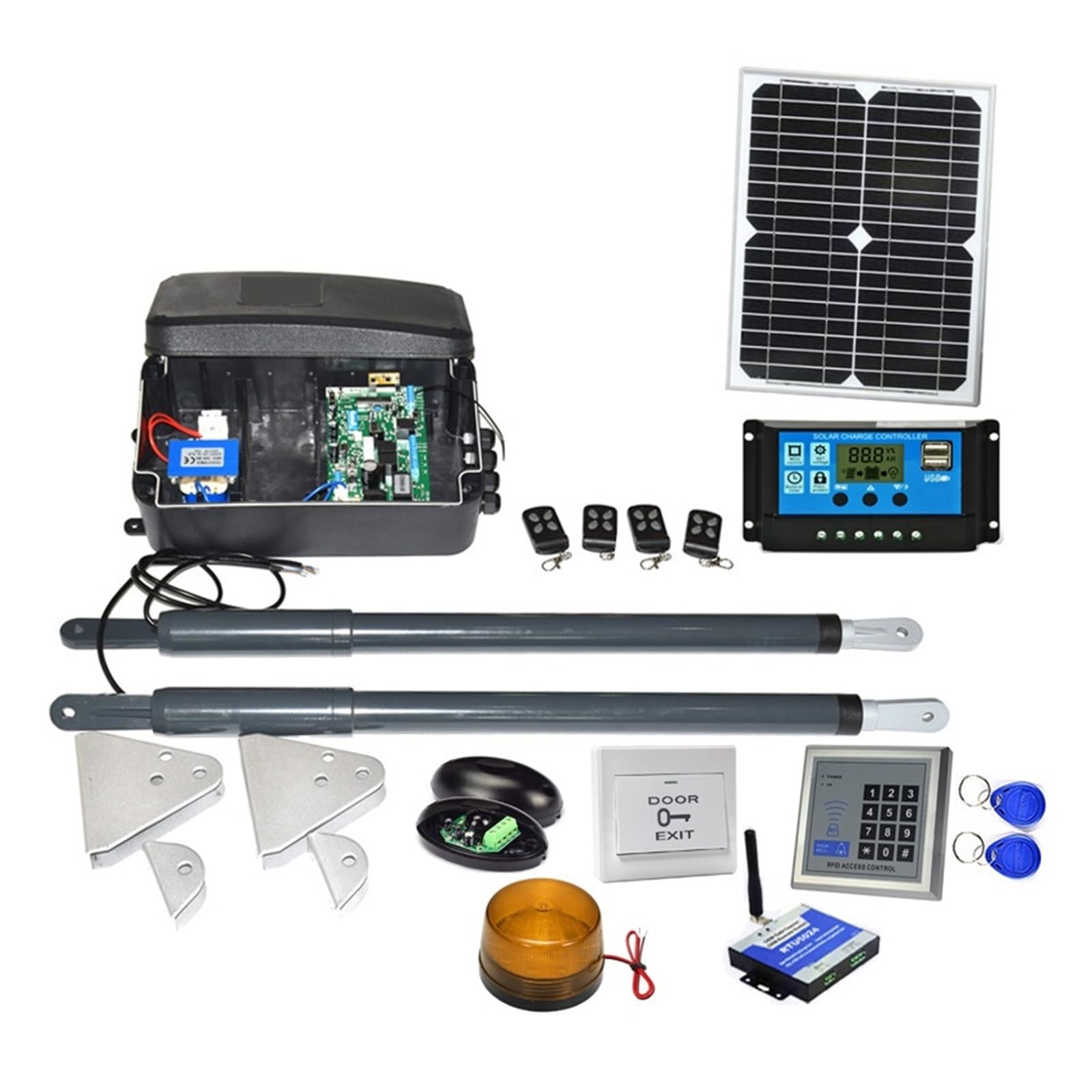 Automatic Gate Opener, Solar System Driveway Electric 12VDC Linear Actuator 200kg Engine Motor Automatic GSM Swing Gate Opener 2 Keyfobs(1)