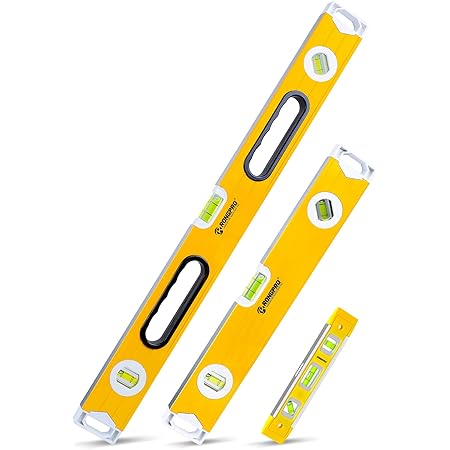 RONGPRO 3-Piece Spirit Level Set, 9", 16", 24" Measuring Tool with 45°/90°/180° Bubbles, Shock Resistant Bubble Level Tool