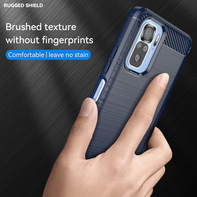 Image of Hybrid Carbon Fiber Back Case for Redmi Note 10s / Note 10 4G / Note 11 SE (Blue)