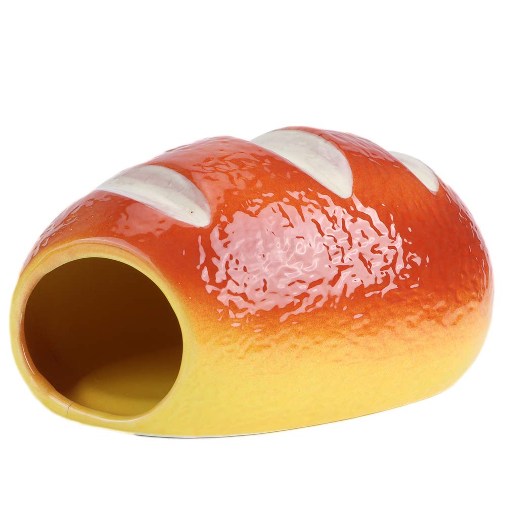Longzhuo Casa de hámster Linda Forma de Pan única Casa de hámster de cerámica Animal pequeño Chinchilla Cama para Dormir Suministros para Mascotas(M)