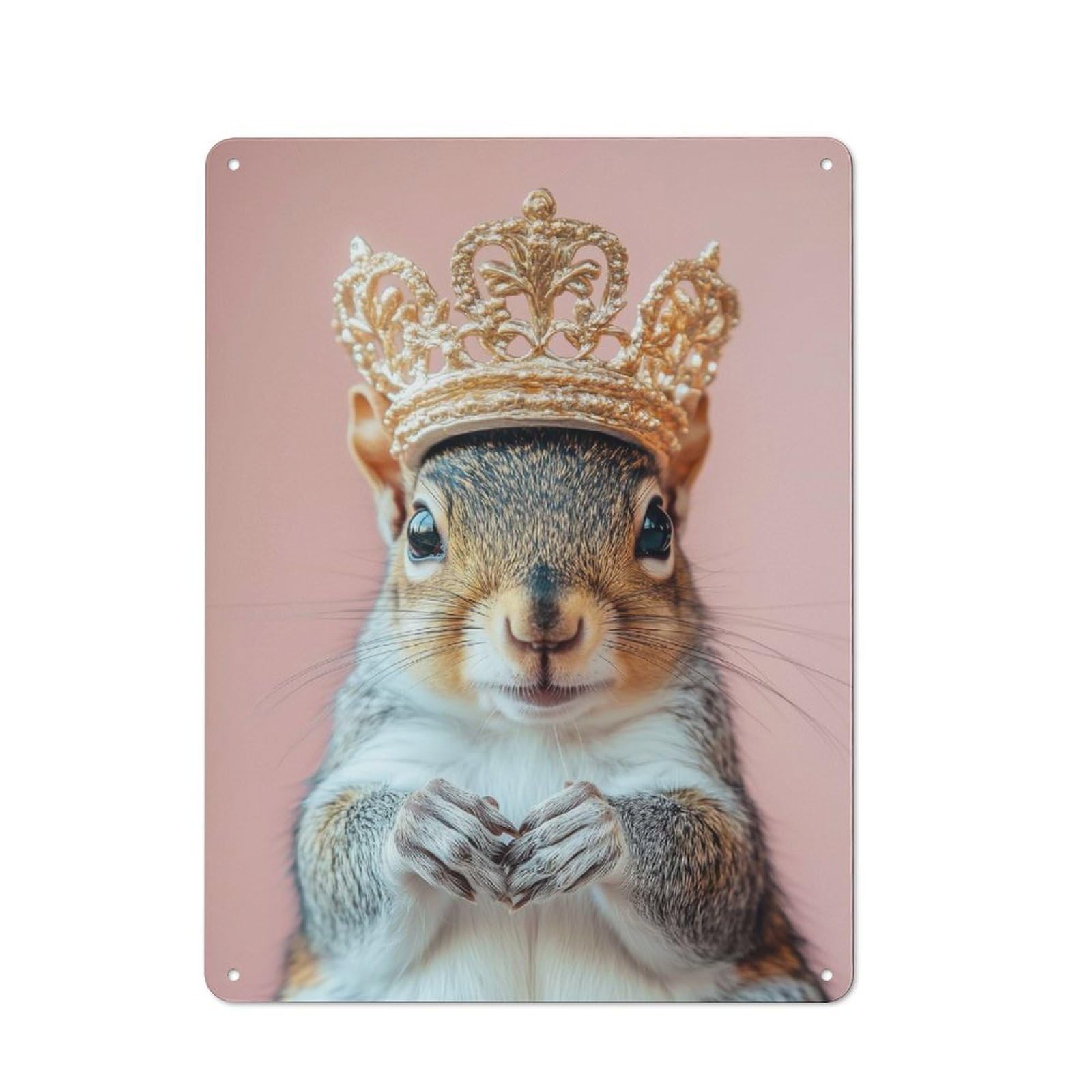 Junmoney Style-3 Squirrel King Rustic Metal Plaque 40X30cm For Living Room Or Hallway, For Garage, Workshop And Man Cave Decoration
