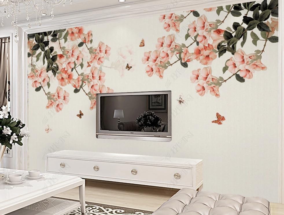 Papier peint intissé fleurs et oiseaux pour rénover un mur de salon